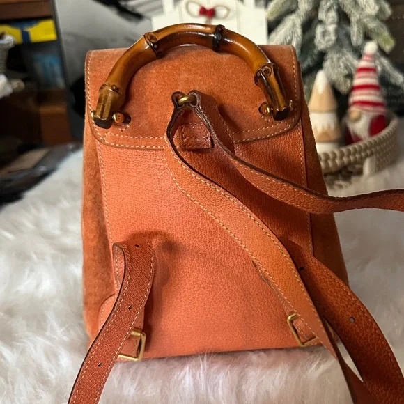 Gucci Suede Backpack with Bamboo Handle - Picture 2 of 15